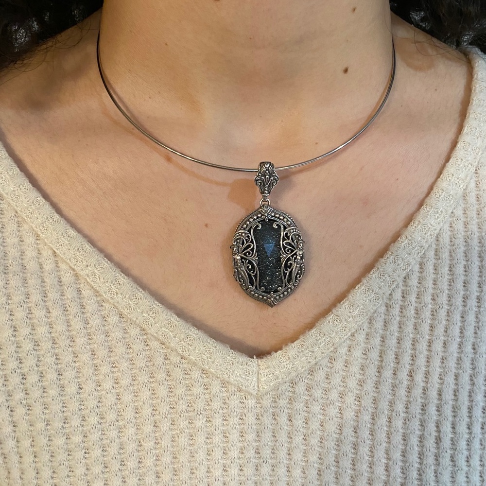 konstantino silver/gold and Blue Hematite pendant.
